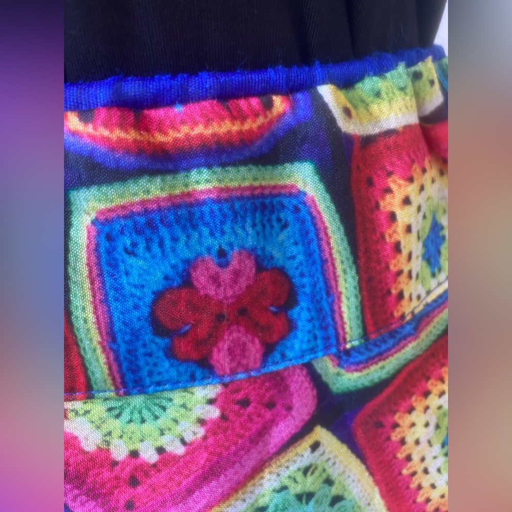 Patchwork Granny Square Print Full Lined Skirt - image 5